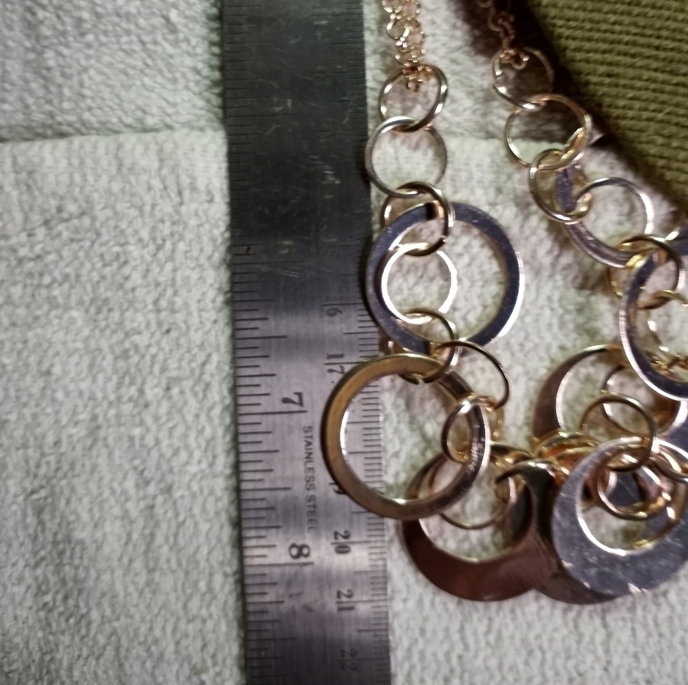 Goldtone circles chain necklace statement runway - Picture 2 of 4